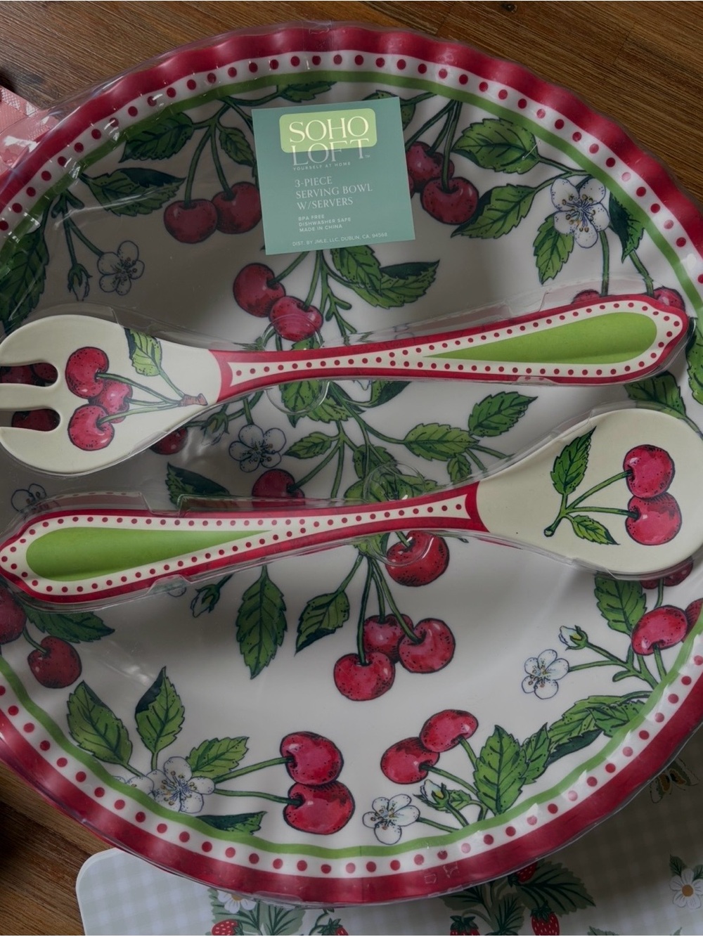 Soho Loft Cherry Blossom Serving Bowl 3pc RARE